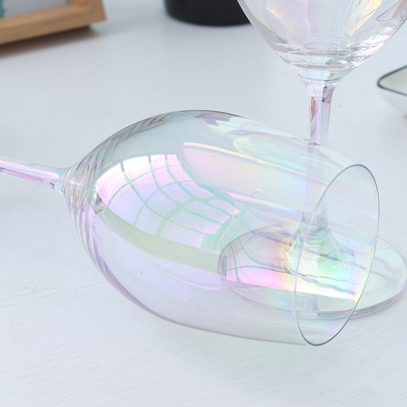 Modern, simple and creative glass wine glasses, household tall glasses, electroplated European red wine glasses, crystal glass wine sets detail image 5