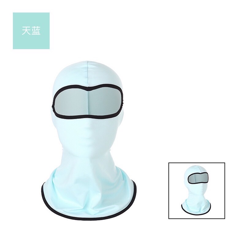 Cross-border CS mask headgear, ice silk, outdoor cycling, motorcycle inner liner, solid color sun protection headgear, sky blue, civilian, civilian, civilian detail image 1