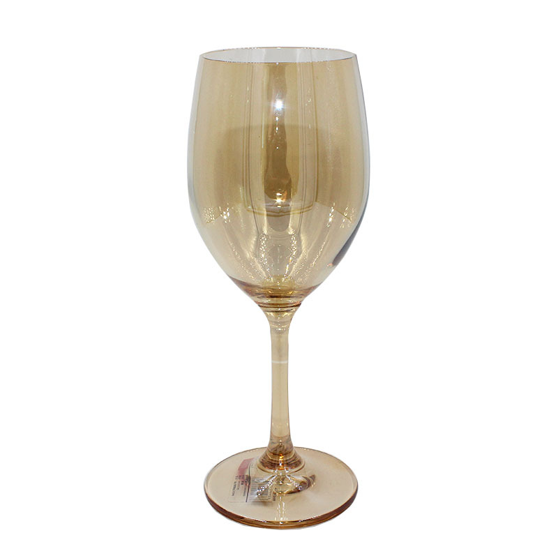 Modern, simple and creative glass wine glasses, household tall glasses, electroplated European red wine glasses, crystal glass wine sets details Picture