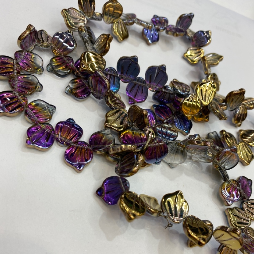 15mm贝壳树叶电镀玫红铜 超优雅 星逸水晶