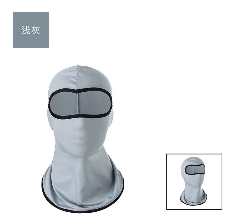 Cross-border CS mask headgear, ice silk, outdoor cycling, motorcycle inner liner, solid color sun protection headgear, light gray, civilian, civilian, civilian detail image 1