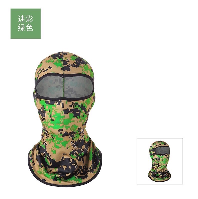 Cross-border CS mask headgear, ice silk cycling outdoor bicycle motorcycle inner liner camouflage sun protection headgear, green detail image 1