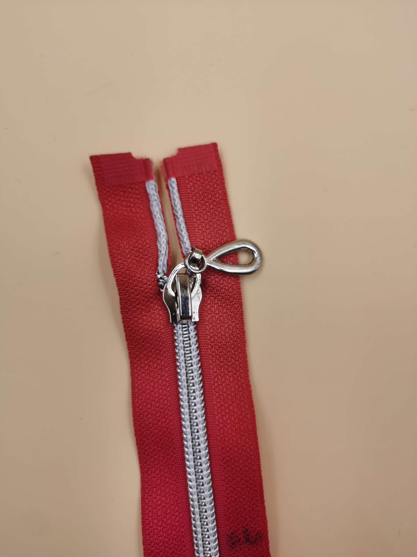 5号尼龙银齿拉链 挂镀封釉水滴头 45cm 大红详情图4