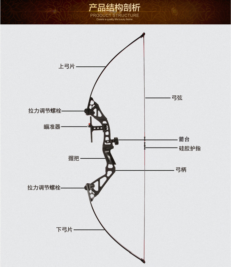 三利da 拉力可调试直拉弓 射击射箭箭馆详情2