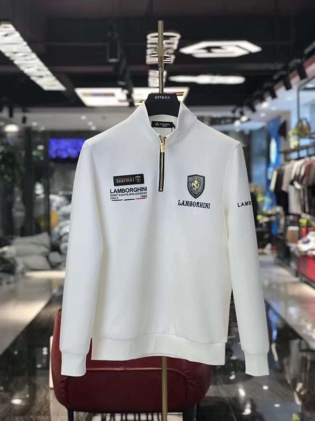 Men's Fashion Boutique Autumn And Winter War Horse Letter Embroidery Zip-Up Lapel Long Sleeve Casual Large Size Handsome Hoodie details Picture