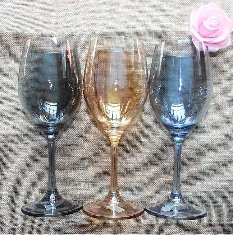 Modern, simple and creative glass wine glasses, household tall glasses, electroplated European red wine glasses, crystal glass wine sets Specification image