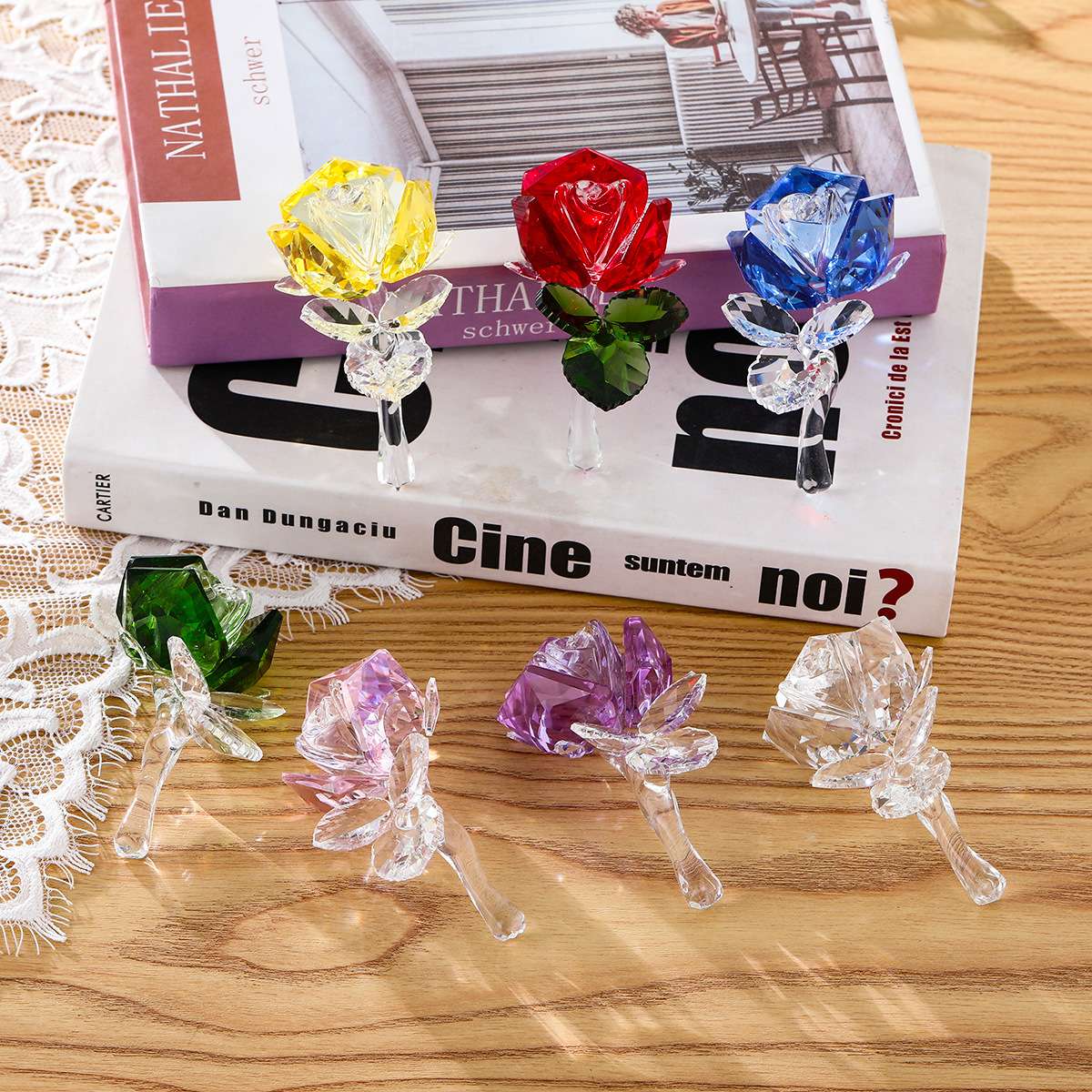 水晶玫瑰花摆/水晶工艺摆件/居家摆件产品图