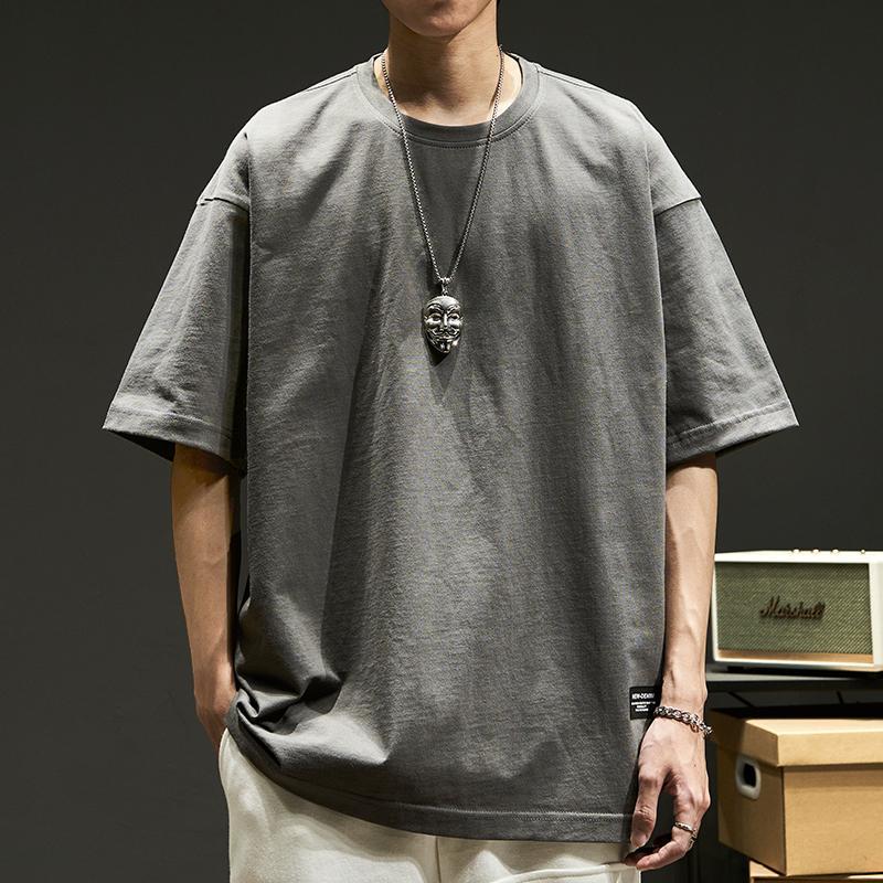 Pure cotton 270g heavy T-shirt, American-style men's and women's thickened half-sleeve, Hong Kong-style ins base layer, loose and simple solid color short sleeve 13