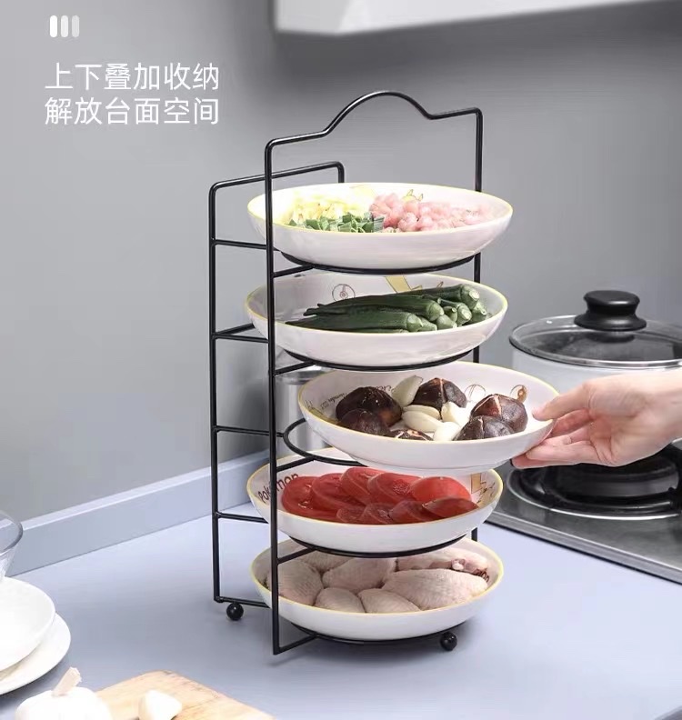 The upper and lower stacked vegetable plate storage rack and storage rack detail image 1