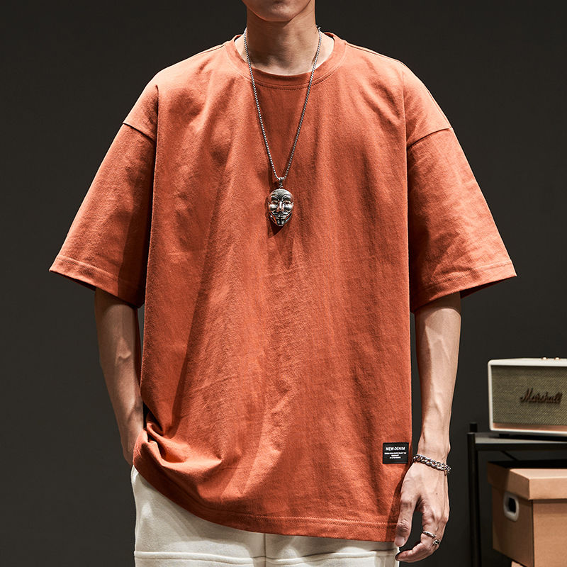 Pure cotton 270g heavy T-shirt, American-style men's and women's thickened half-sleeve, Hong Kong-style ins base layer, loose and simple solid color short sleeve 15