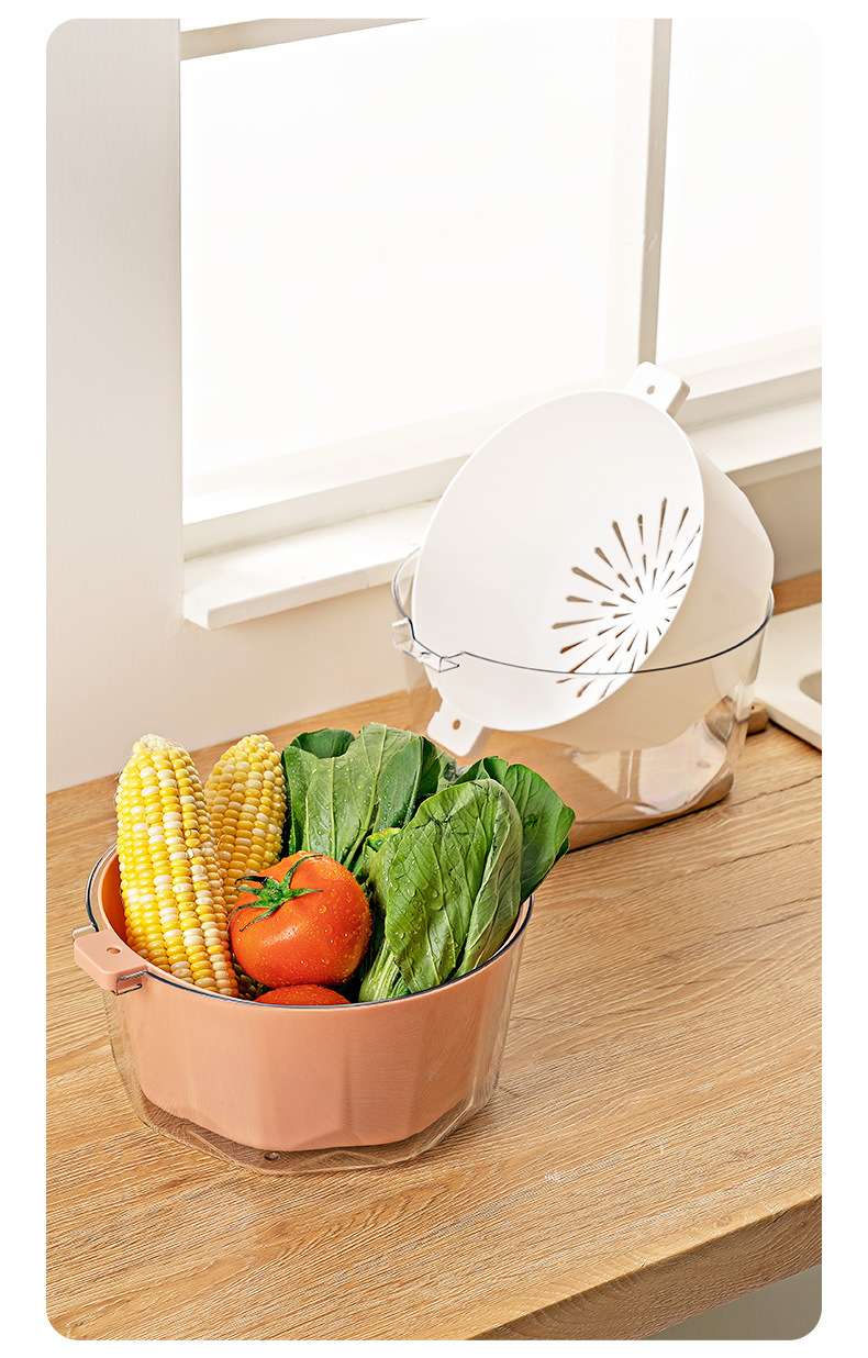 Y24-6235创意厨房沥水洗菜篮家用双层洗菜盆水果蔬菜清洗沥水篮详情图2