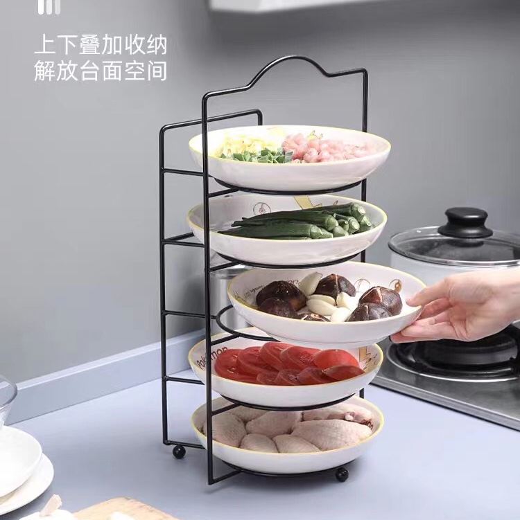 The upper and lower stacked vegetable plate storage rack and storage rack