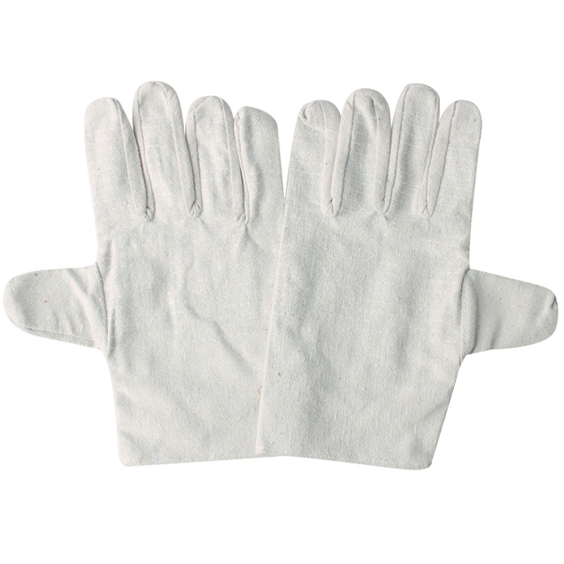 24-thread canvas gloves White nail cloth long double-layer electric welding gloves wear-resistant thick cotton welder's labor protection gloves white thumbnail