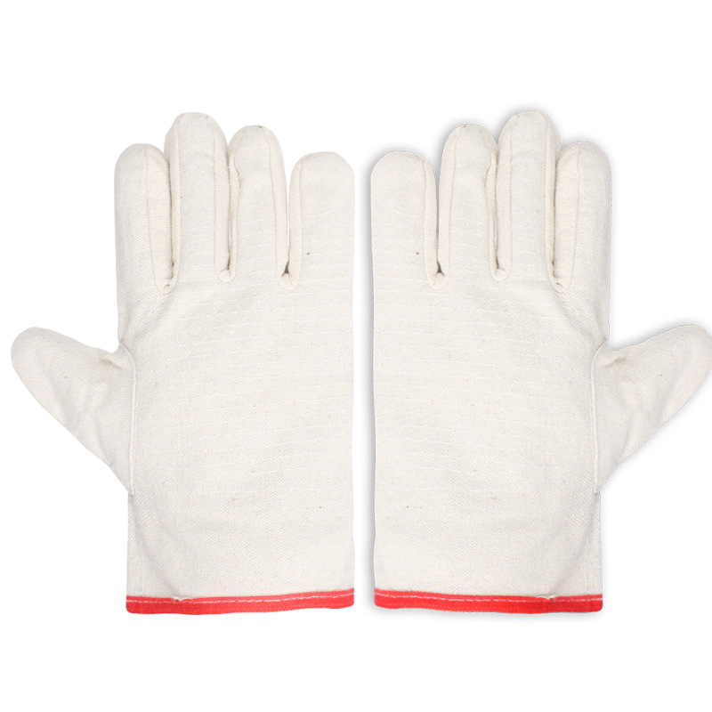 24-thread canvas gloves White cloth long double-layer electric welding gloves wear-resistant thick cotton welder's labor protection gloves red sole thumbnail