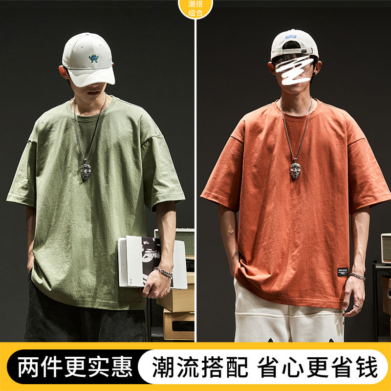 Pure cotton 270g heavy T-shirt, American-style men's and women's thickened half-sleeve, Hong Kong-style ins base layer, loose and simple solid color short sleeve 8