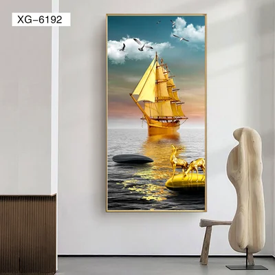 Aluminum Alloy Crystal Porcelain Crystal Shell New Chinese Porch Painting