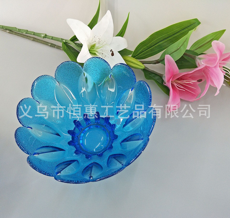Wholesale Glass Fruit Plate Centrifugal Plate Color Plate Gift Crafts Hotel Supplies Ktv Bean Fishing Snack Plate details Picture