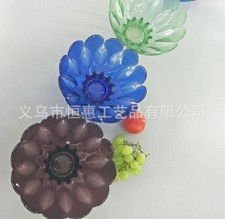Wholesale Glass Fruit Plate Centrifugal Plate Color Plate Gift Crafts Hotel Supplies Ktv Bean Fishing Snack Plate