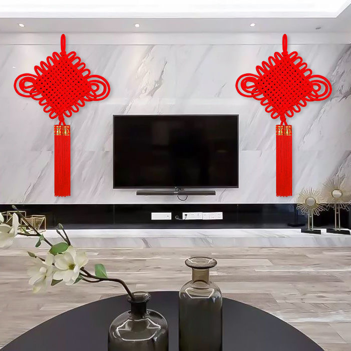 Fu Character Pendant Chinese Knot Woven Thread Holiday Gift Living Room Size Decorated Chinese Knot Fu Character Specification drawing