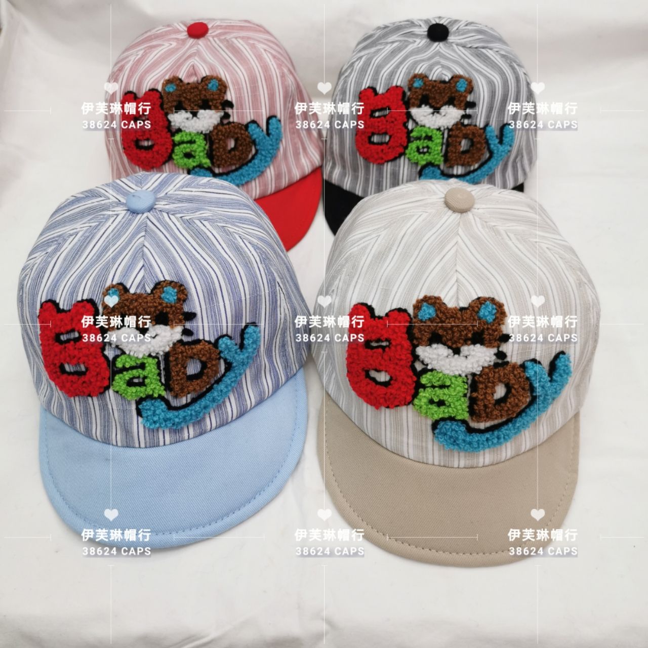 Evelyn Korean Cartoon Cute Printed Towel Embroidered Baby Hat Baby Hat Soft Brim Hat Cap (For Both Boys And Girls) Specification drawing