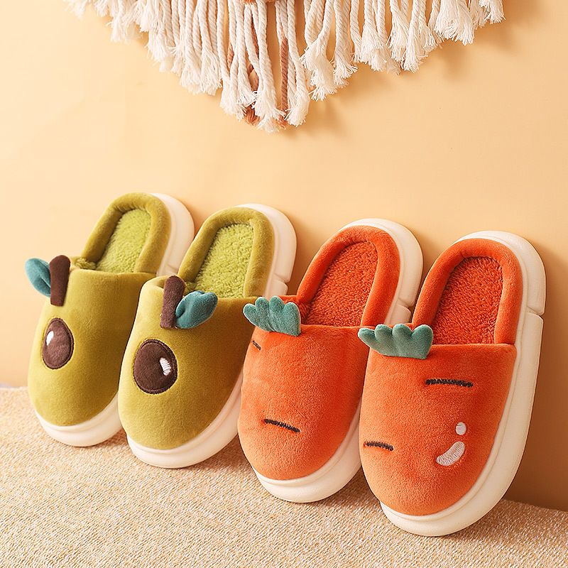 Fruit cotton slippers indoor children home sweet banana warm winter plush large base maomao sandals carrots