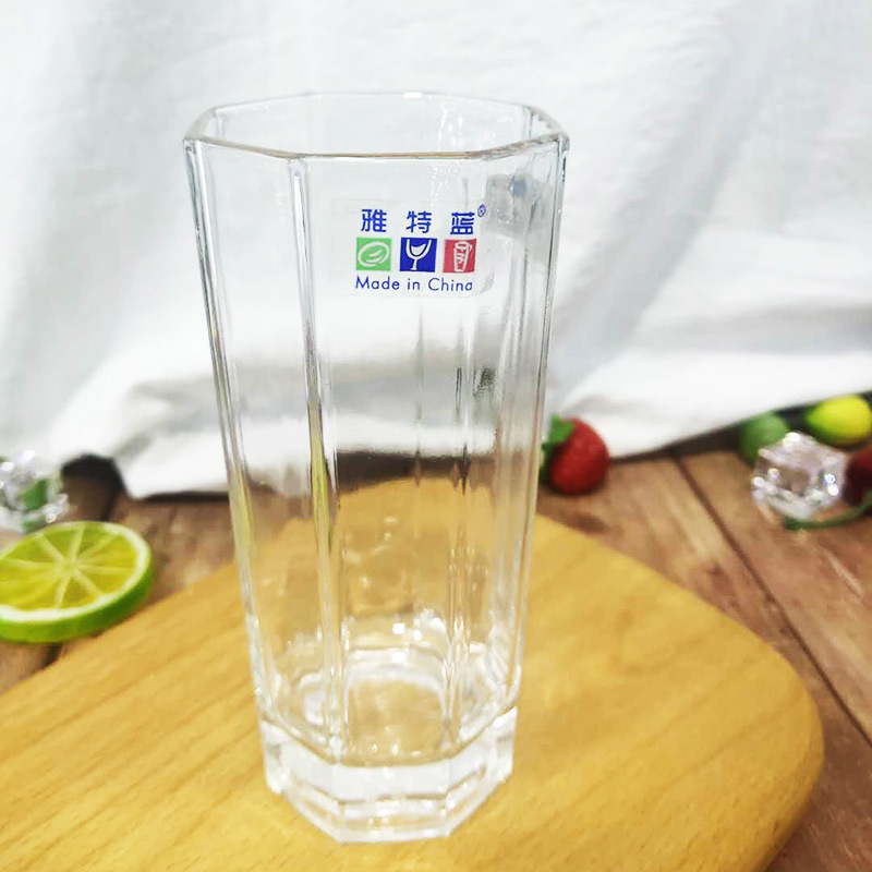 Household Glass Non-Toxic Lead-Free Transparent Living Room Water Cup Heat-Resistant Thick Bottom Tea Cup Creative Juice Cup High Octagon Cup Application Scenario