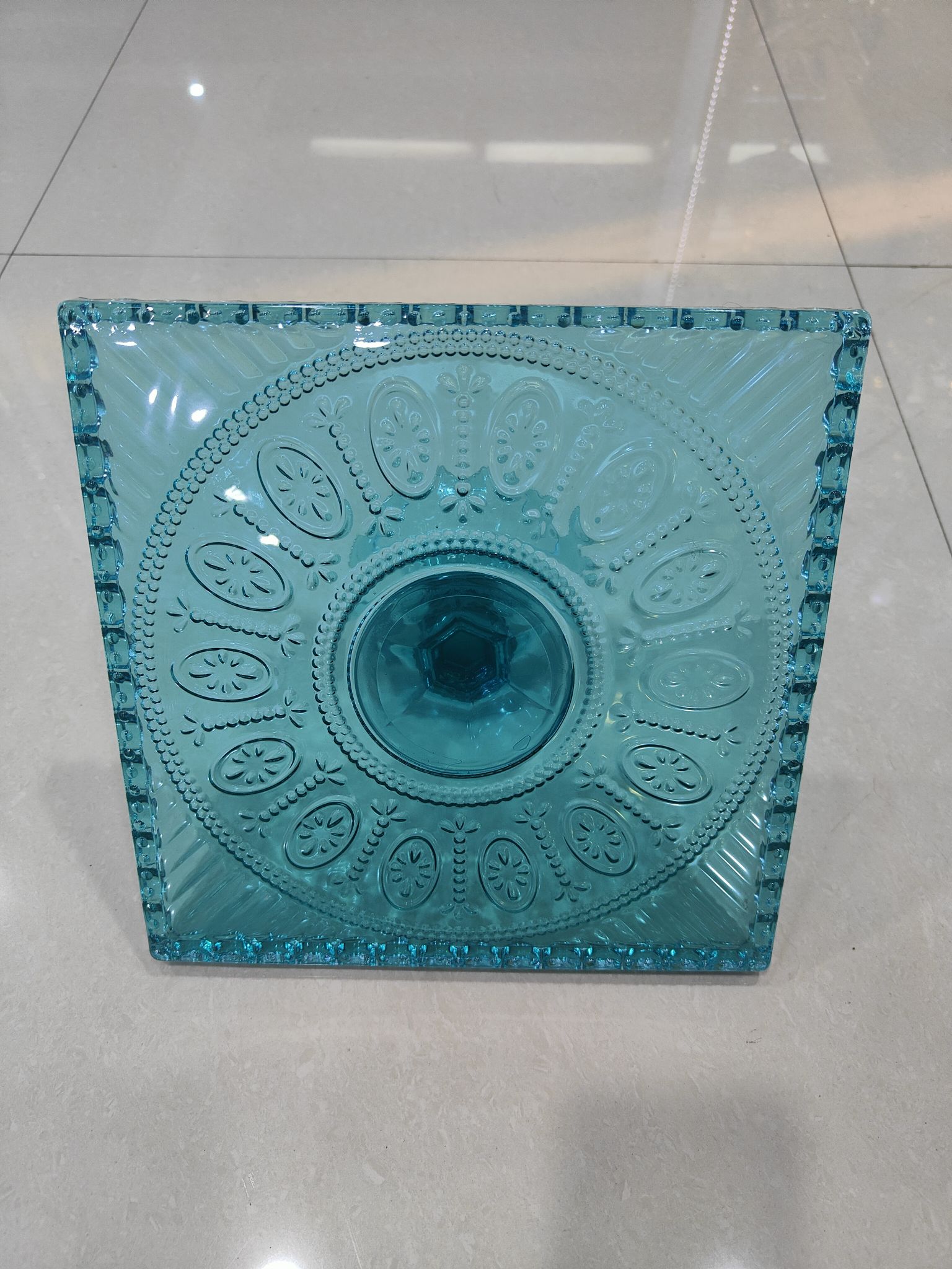 New Hotel Supplies Catering Glass Fruit Tray 25Cms Color Cake Tray With Base Specification drawing