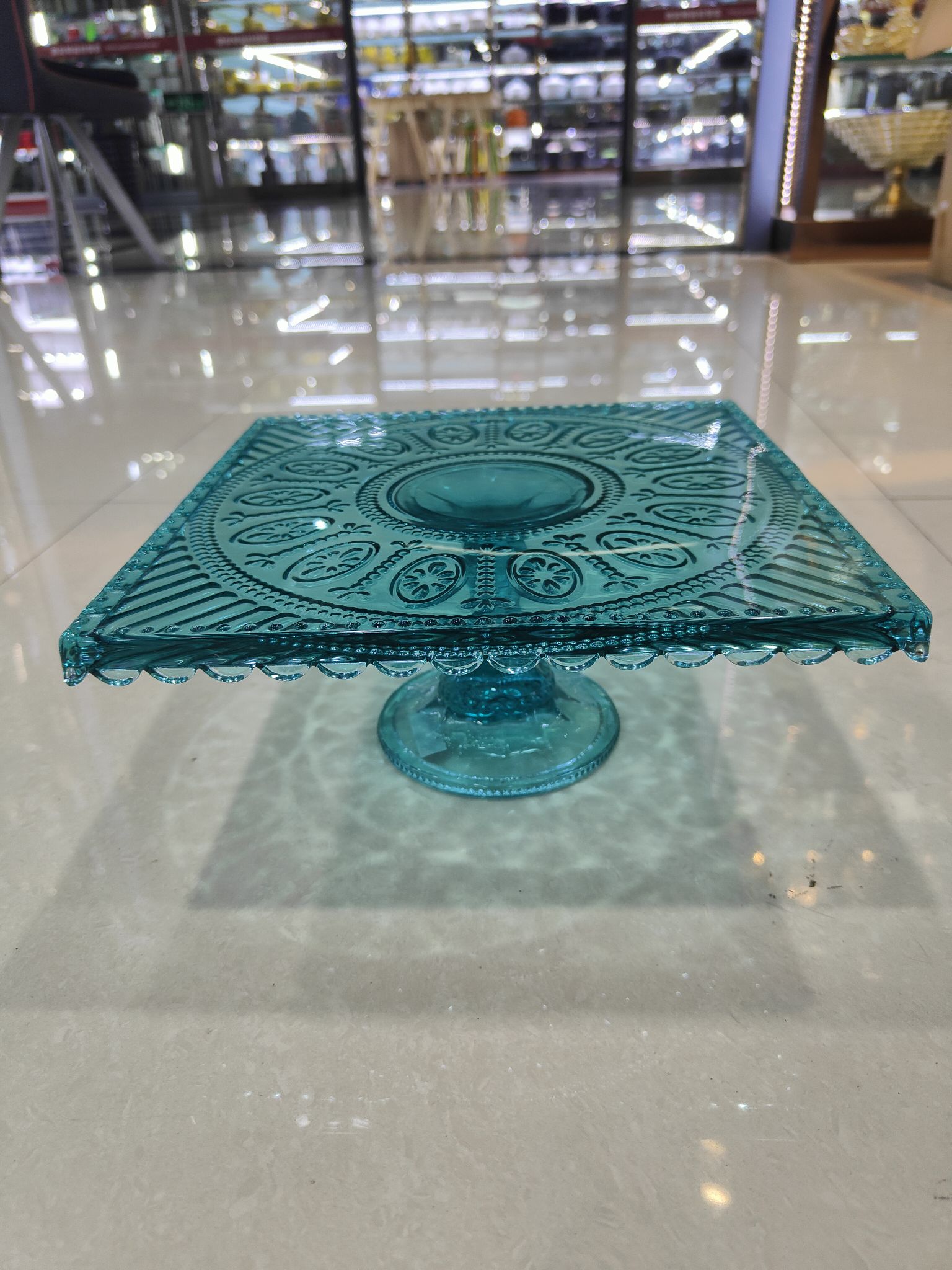New Hotel Supplies Catering Glass Fruit Tray 25Cms Color Cake Tray With Base