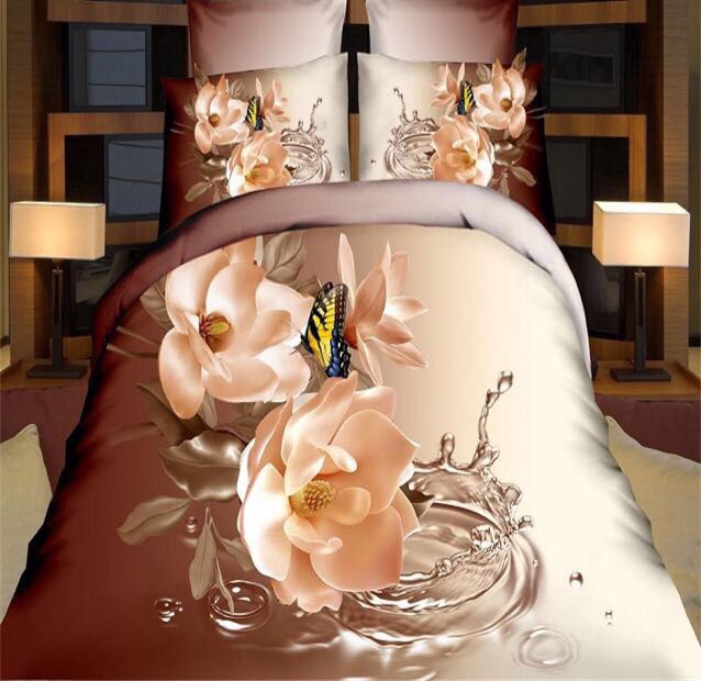 2022 Foreign trade 3D sheet four sets of large panel flower active printing and dyeing bedding details Picture