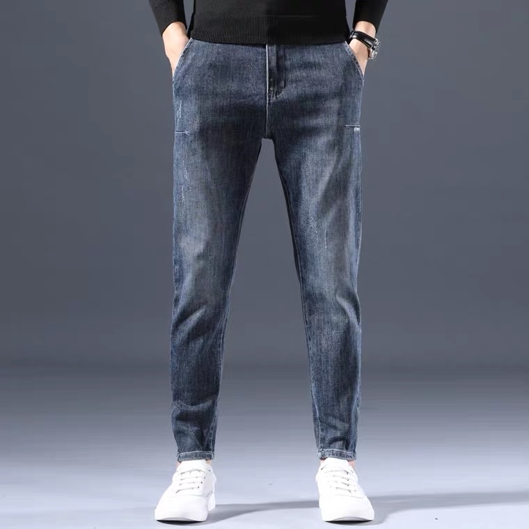 Spring and autumn light-colored men's loose straight-leg trendy brand pure cotton jeans Specification image