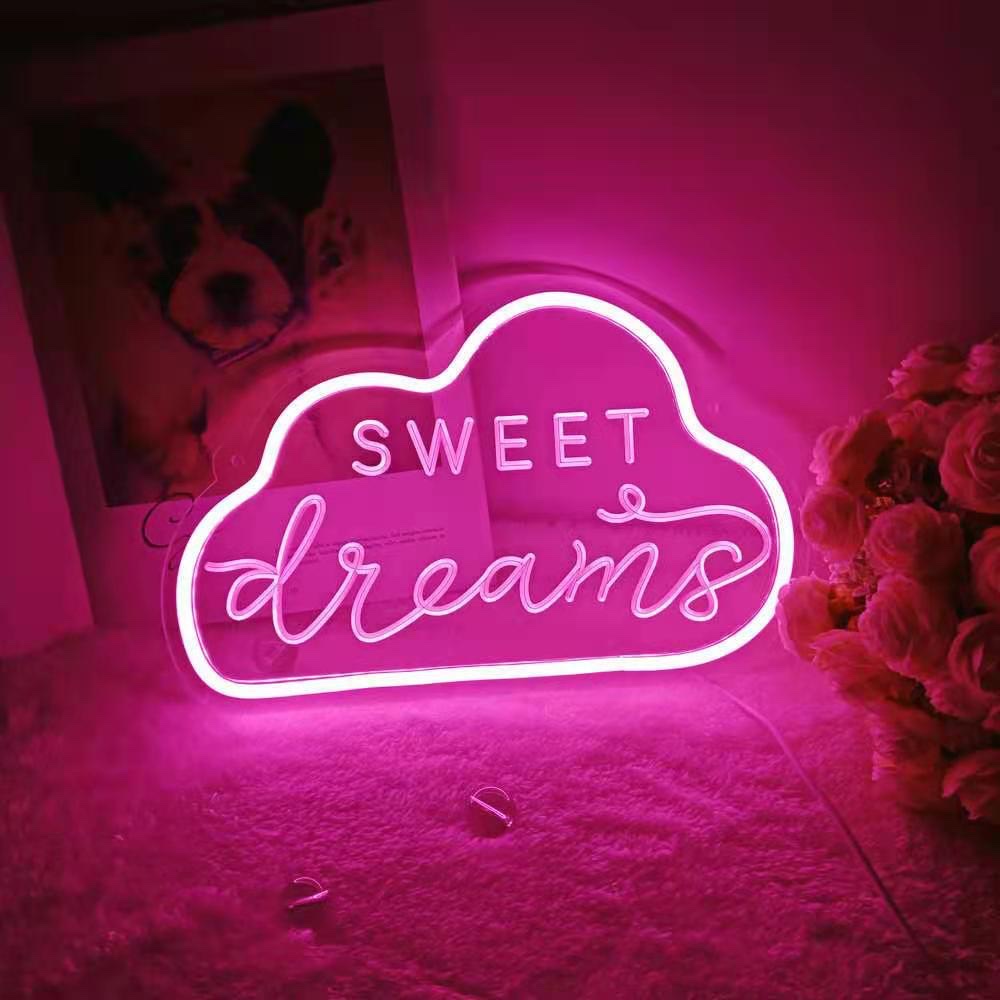 LED Neon bar party Creative decoration Neon backboard Acrylic backboard Light led Decorative light Cloud Pink 31*20cmUSB interface