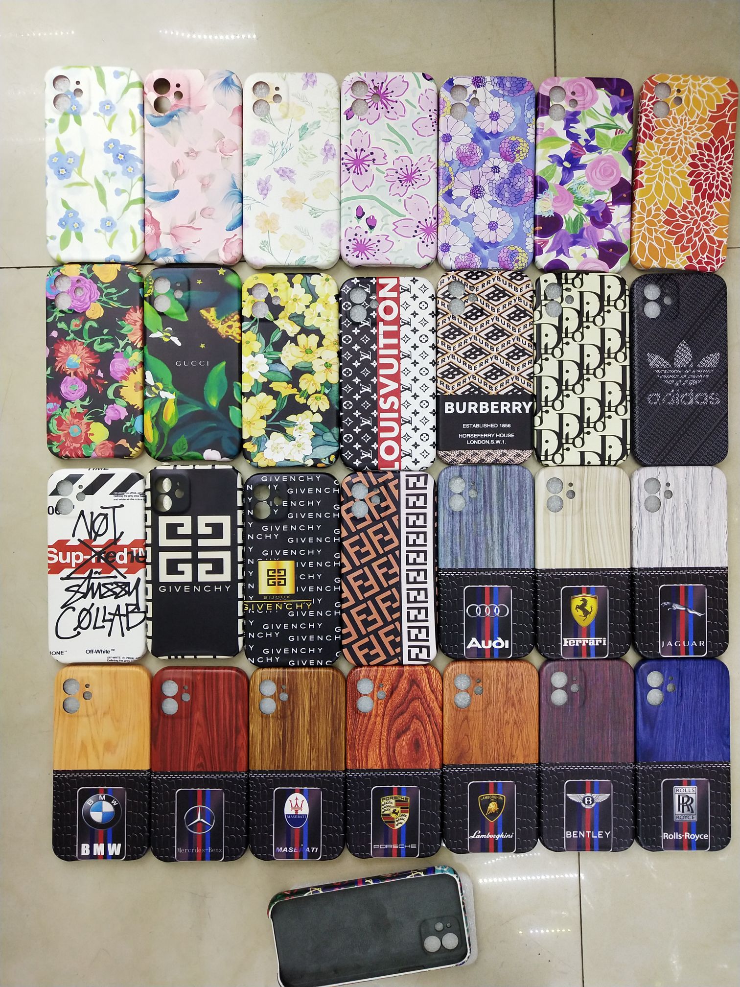 Three packs PC phone case protector with leather flannel