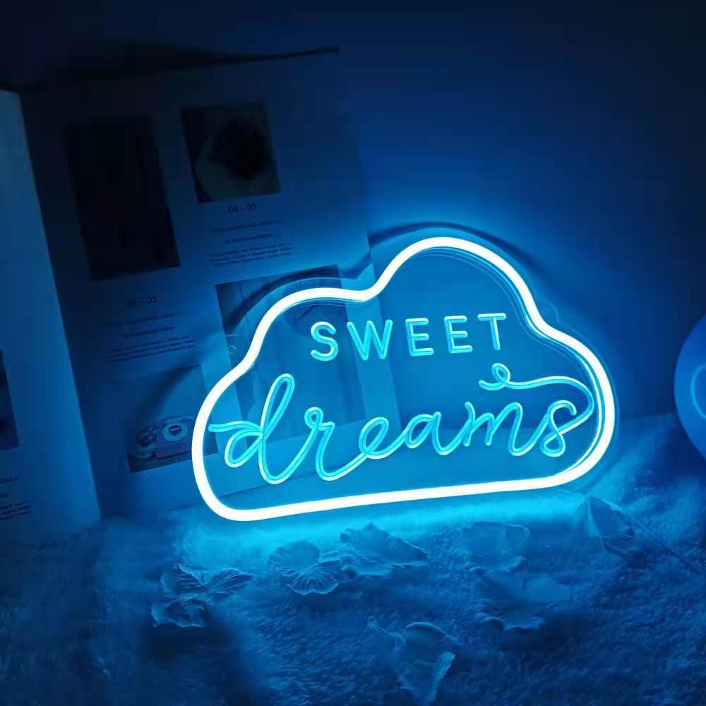 LED Neon bar party Creative decoration Neon backboard Acrylic backboard Light led Decorative light Cloud Blue 31*20cmUSB interface