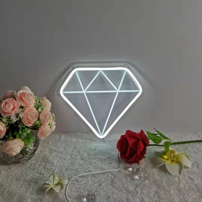 LED Neon bar party Creative decoration Neon backplane Acrylic backplane light led decorative light Diamond white 26*23*1USB interface thumbnail