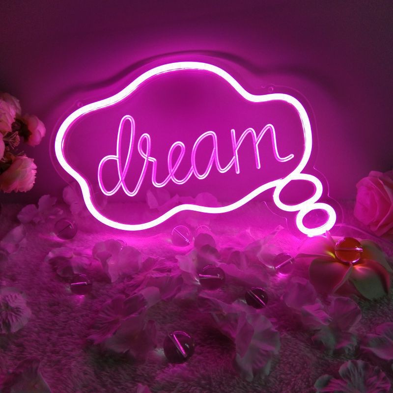 LED Neon Bar Party Creative Decorative Neon backboard Acrylic backboard Light led Decorative light dream Pink 31*22.5cmUSB interface