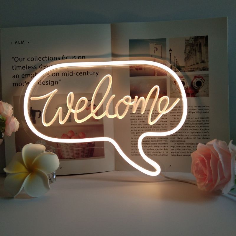 LED Neon Bar Party Creative decoration Neon backboard Acrylic backboard Light led Decorative light welcome Warm White 31*22.5cmUSB interface
