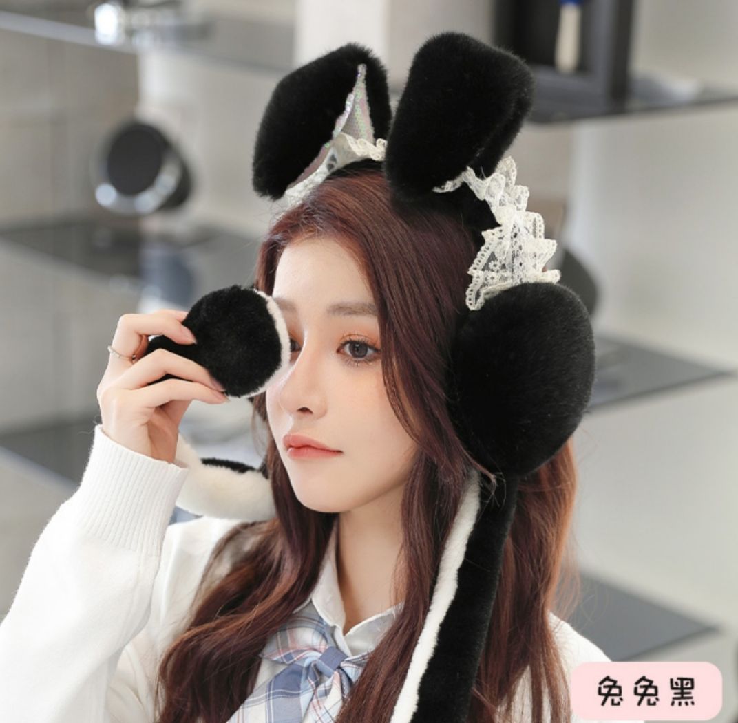 Earmuffs Earmuffs Female Winter Earmuffs Warm Earbags Earmuffs Rabbit Ears Will Move Earmuffs Anti-Freezing Winter Cute Internet Red