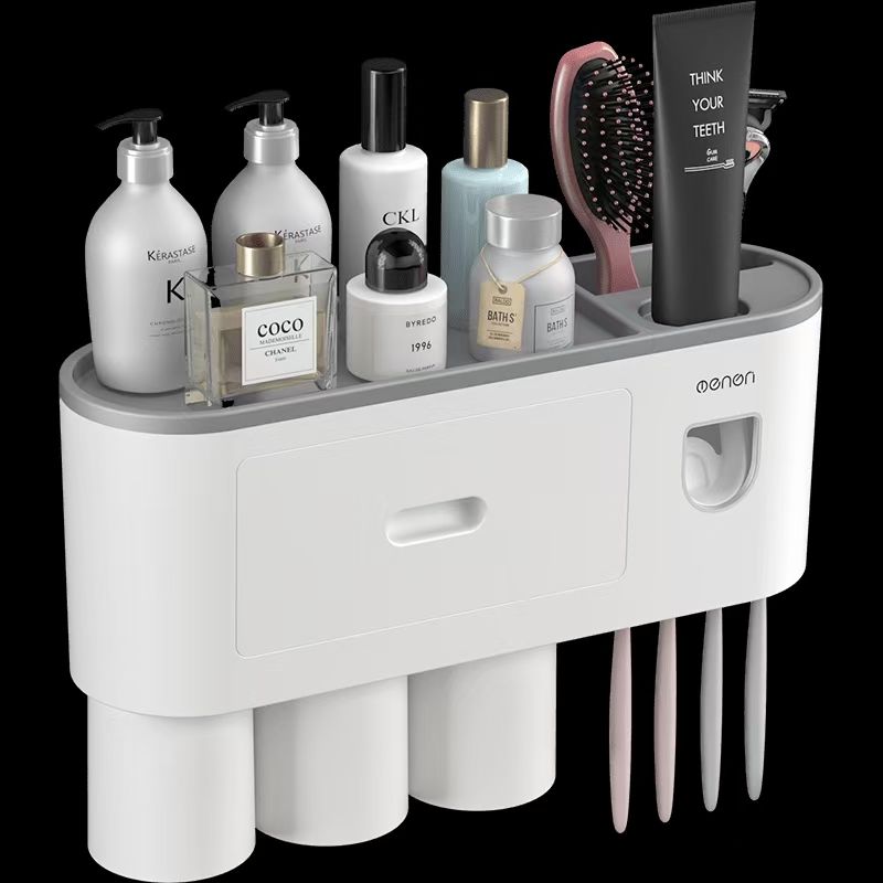 Toothbrush rack Toothbrush cup hanging wall toilet wall hanging perforation-free toothbrush rack gargle cup set storage rack