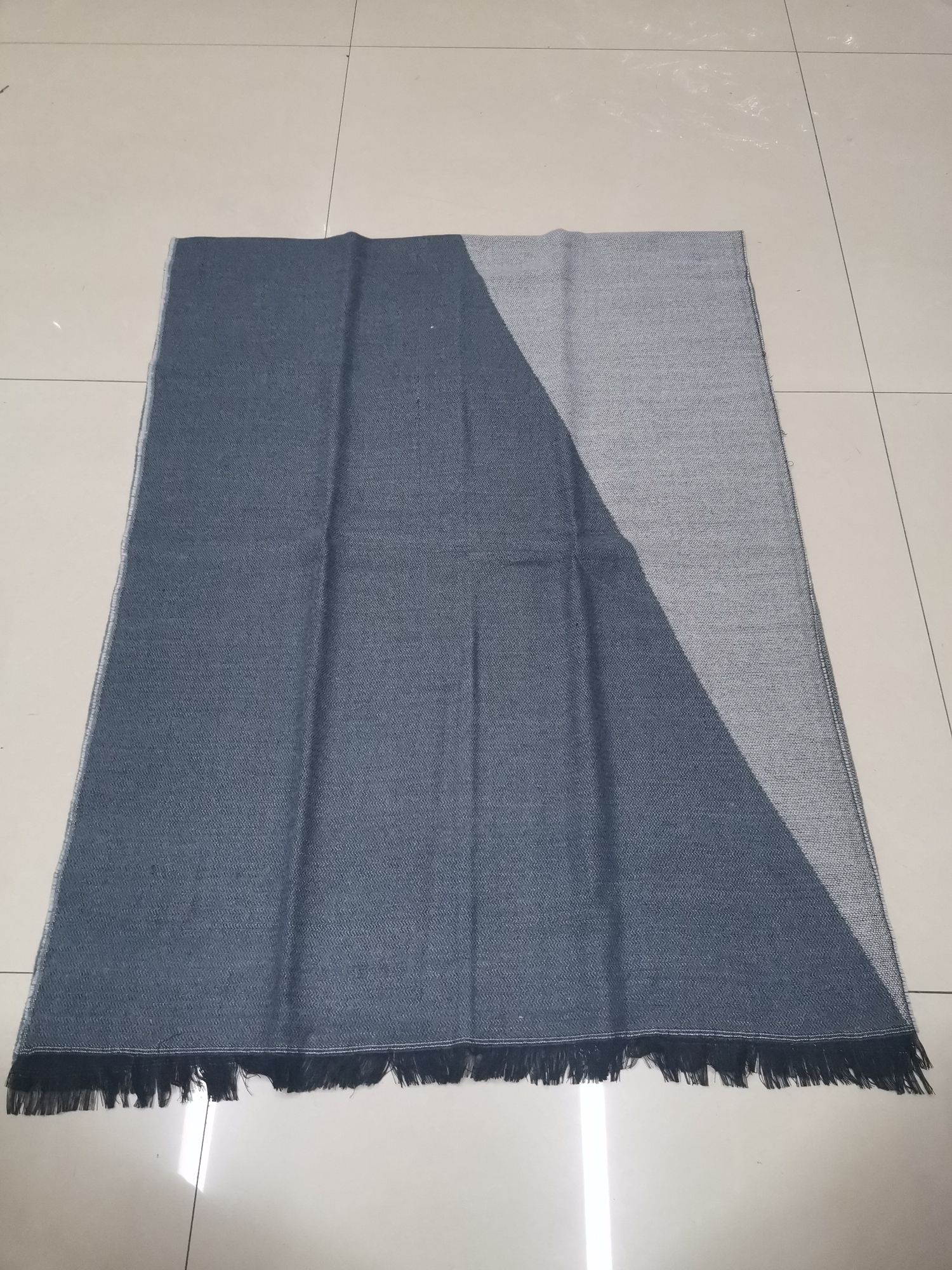 Diagonal Triangular Shawl With Dark Grey And River Grey Jacquard details Picture