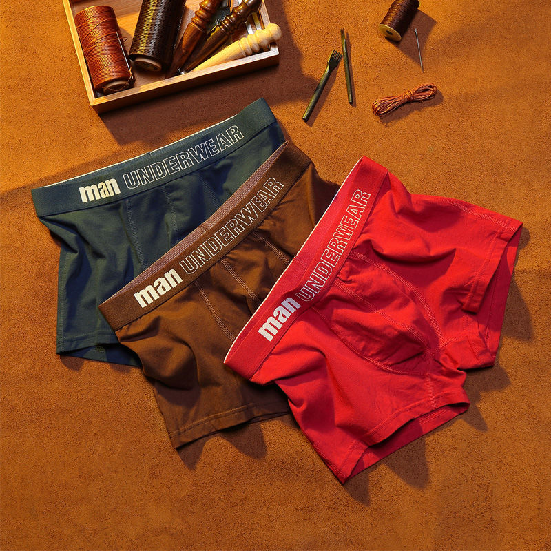 Men's Underwear Pure Cotton Flat Corner Anti-Bacterial Pure Cotton Crotch Seamless Cotton Fabric Mid-Waist Comfortable Boxers 8 details Picture
