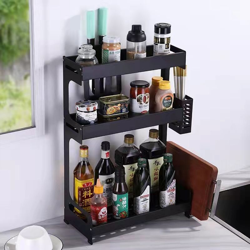 Condiment rack storage rack multi-functional table rack perforation-free kitchen rack multi-layer rack bottle storage rack Specification drawing