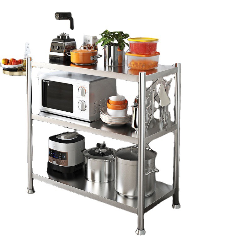 Kitchen rack Storage rack thickened stainless steel rack Floor microwave rack kitchen supplies storage rack Specification drawing