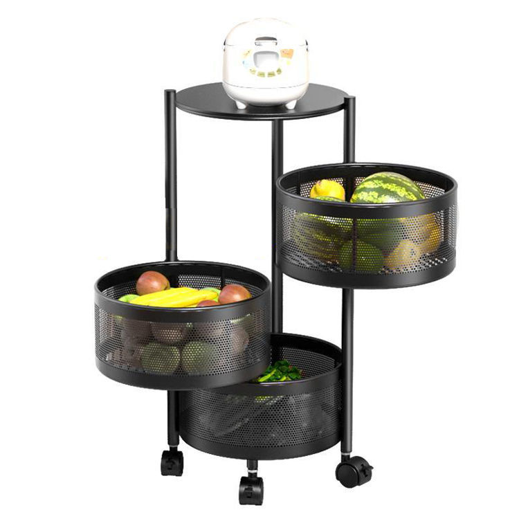 Kitchen vegetable rack Round floor type multi-layer rotating basket storage rack sundry fruit rack supplies full figure