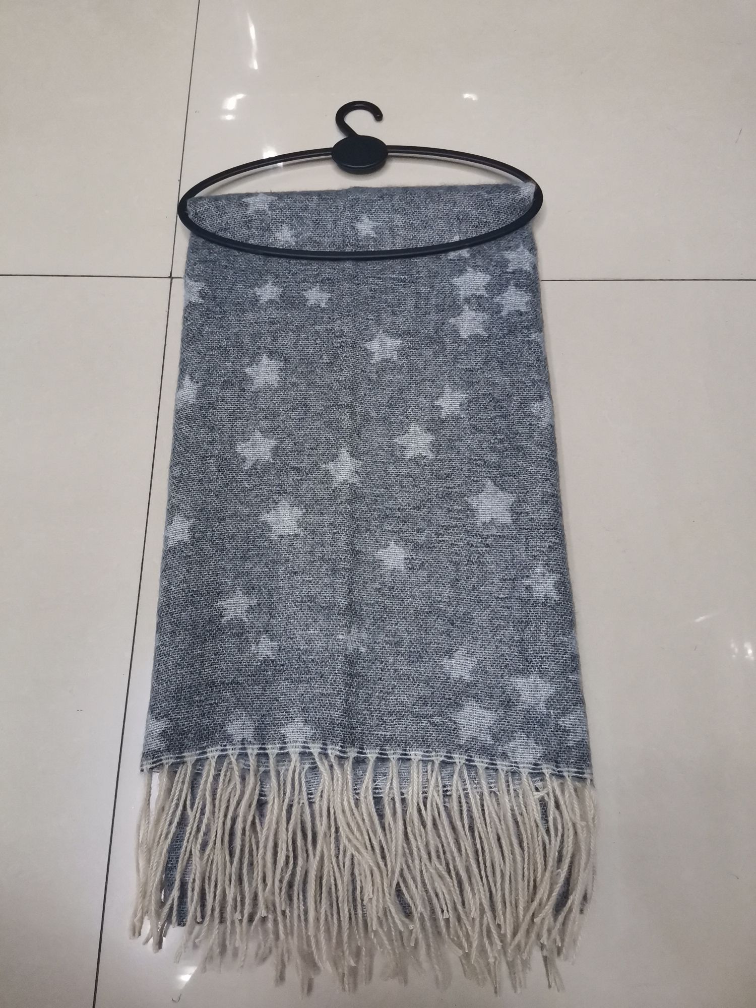 Star Jacquard Grey Scarf