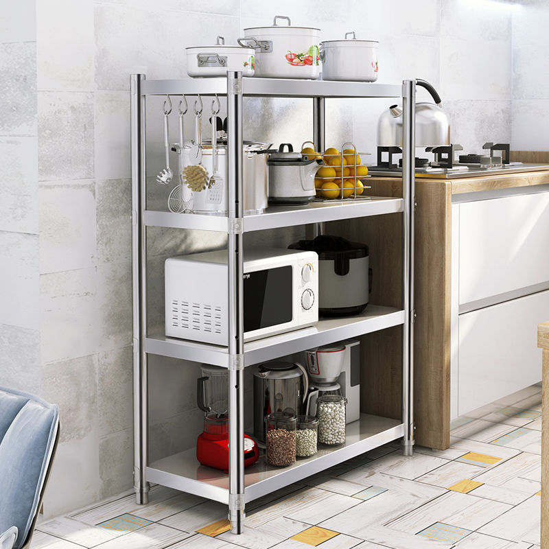 Kitchen rack Storage rack thickened stainless steel rack Floor microwave rack kitchen supplies storage rack details Picture