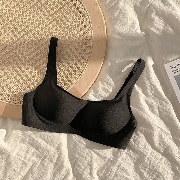 French Square Collar Seamless Underwear Bare Feeling Latex Bra No Underwire Push-Up Anti-Sagging Sports Bra Women