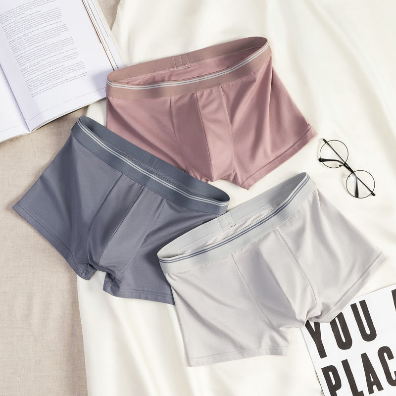 Spring Summer Men's Underpants Modal Cotton Flat Corner Mid-Waist Student Sports Short Shorts Youth Bottom details Picture