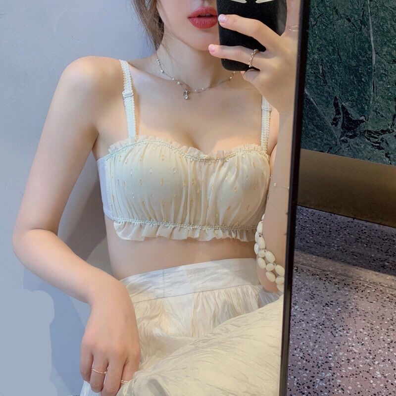 French Small Square Collar Seamless Underwear Bare Feeling Latex Bra No Underwire Push-Up Anti-Sagging Sports Bra Women 4