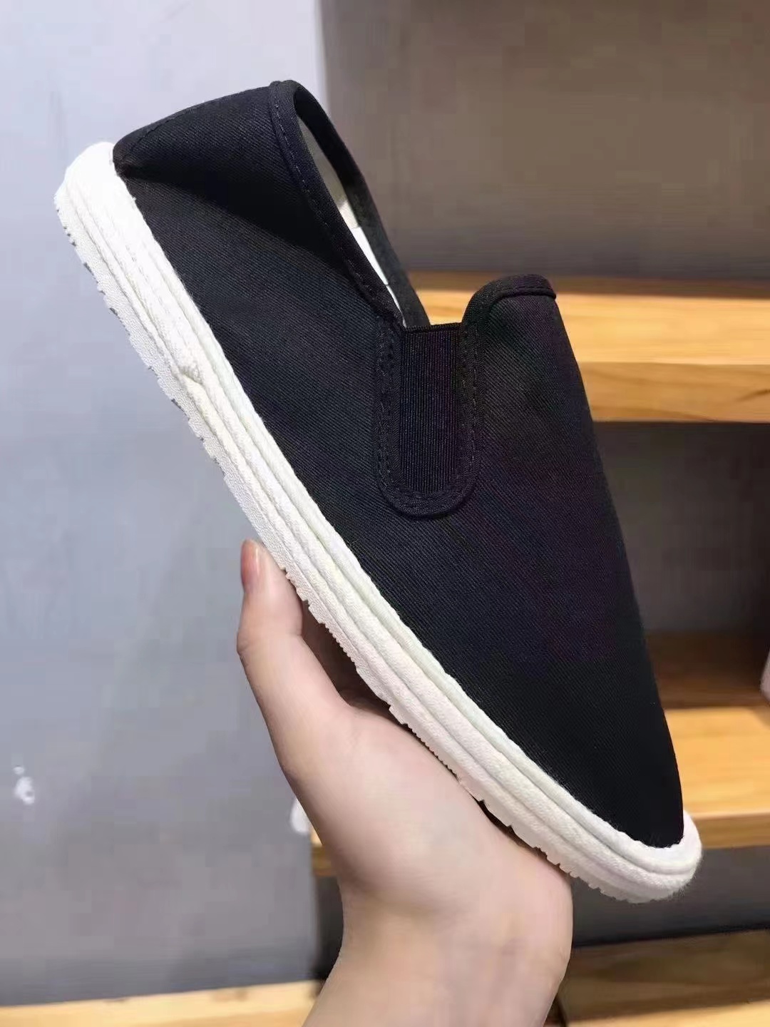 Jinghua Face Jingqiang Cloth Pure Black And White Sole Cotton Shoes Handmade, 39 ~ 45 Yards, 1