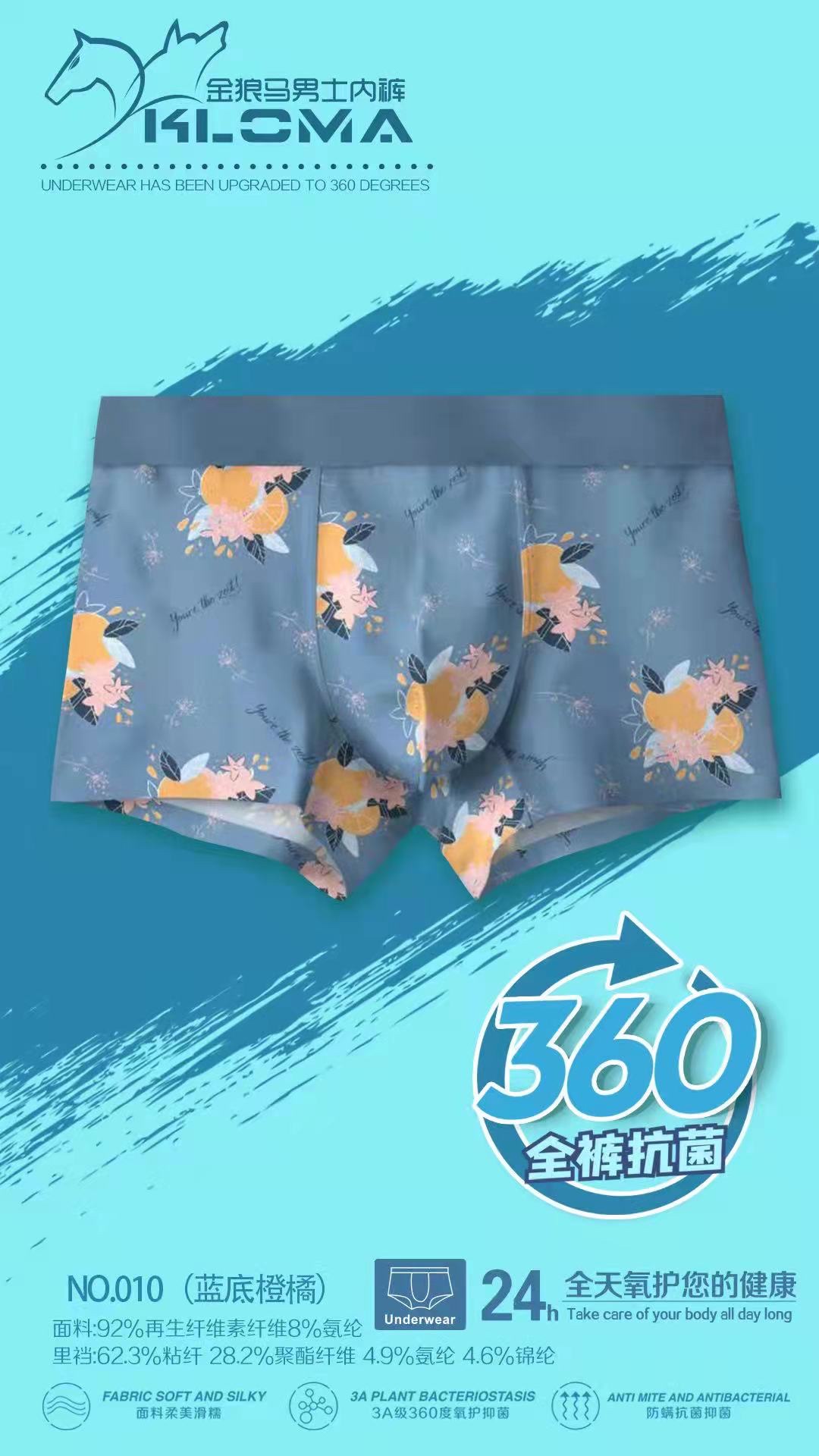 Men's Underwear Full Pants Antibacterial Printed Boxers High Elastic Skin Skin No Marks U-Bag Men's Boxers Fabric Soft Specification drawing